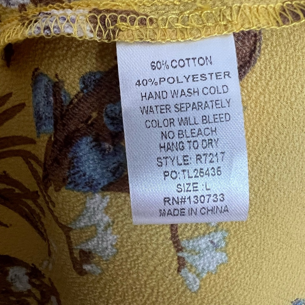 Umgee Women’s Yellow Floral Bell Sleeve Dress Size Large - Picture 6 of 6